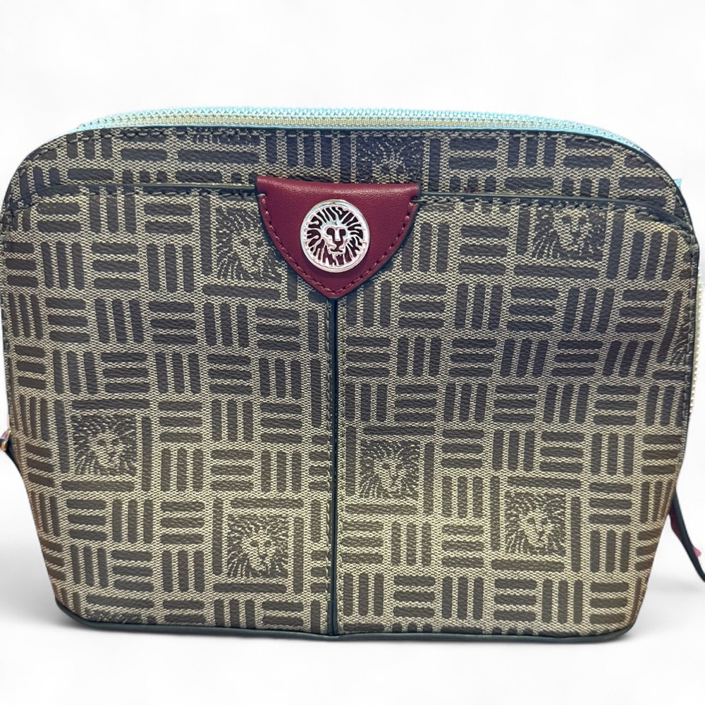 Patterned Beige and Red Crossbody Bag Anne Klein